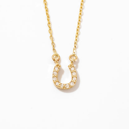 Diamond Horseshoe Necklace in 14K Solid Gold