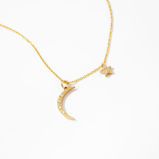 Diamond Moon Star Necklace