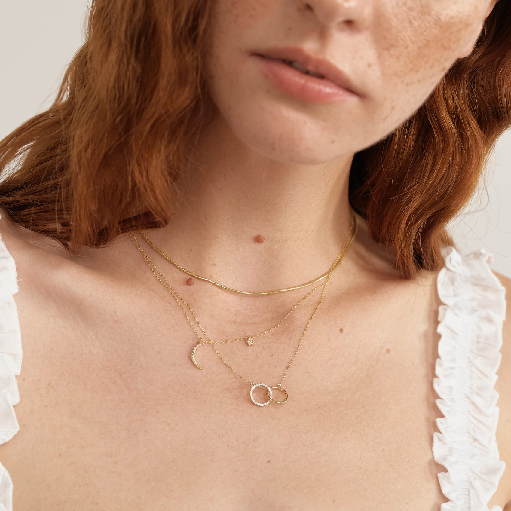 Diamond Moon Star Necklace