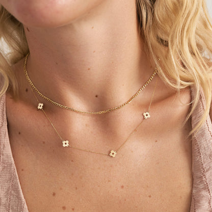 Collier Clover Station en or massif 14 carats