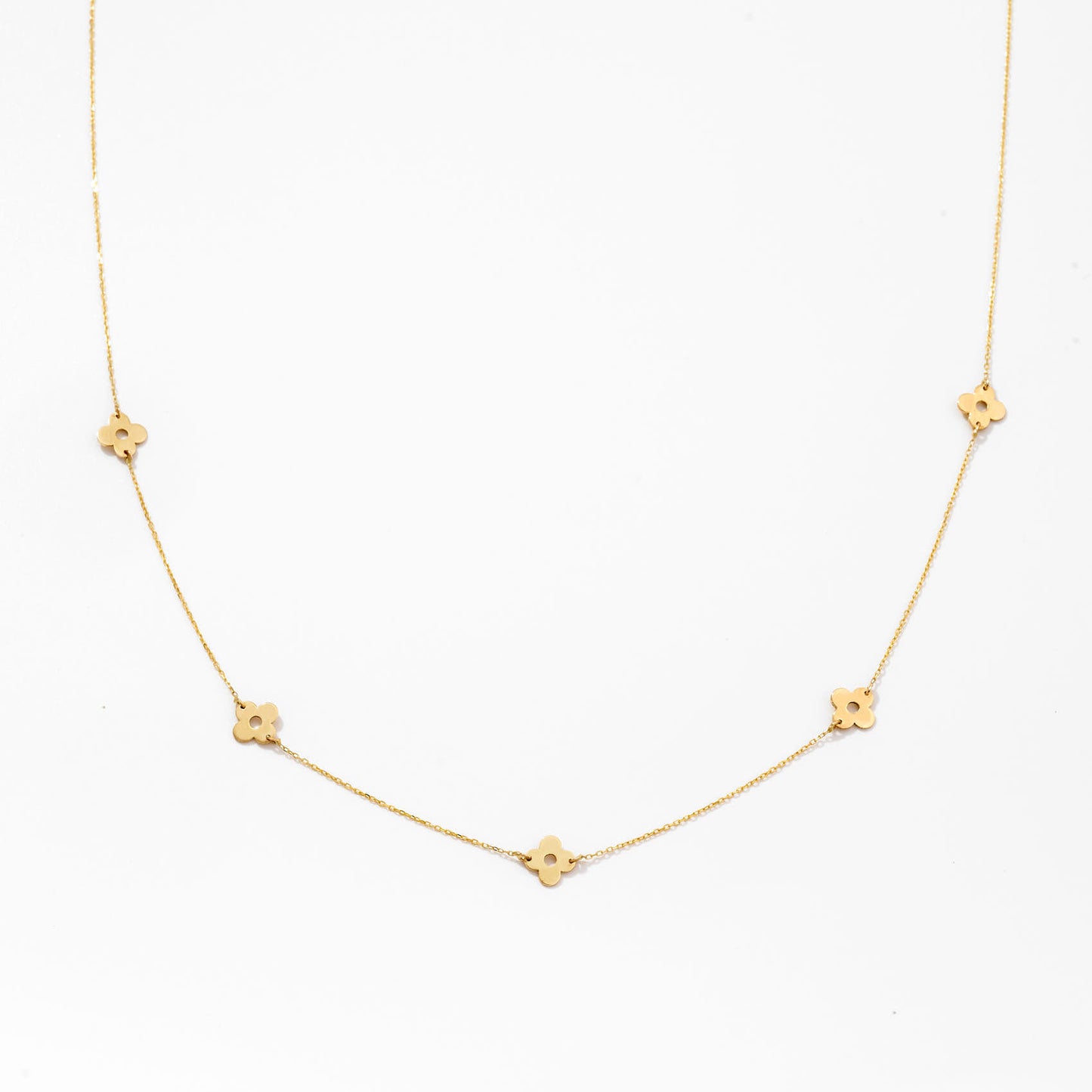 Collier Clover Station en or massif 14 carats