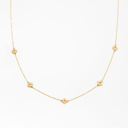 Collier Clover Station en or massif 14 carats