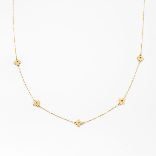 Clover Station Necklace in 14k Solid Gold