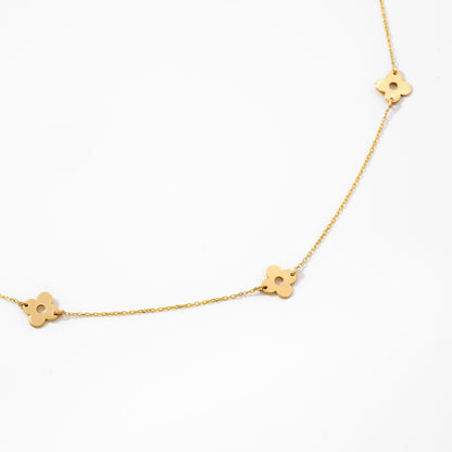 Collier Clover Station en or massif 14 carats