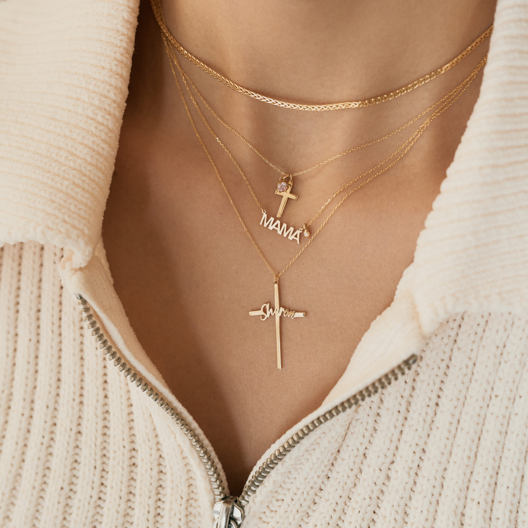 Cross Birthstone Necklace