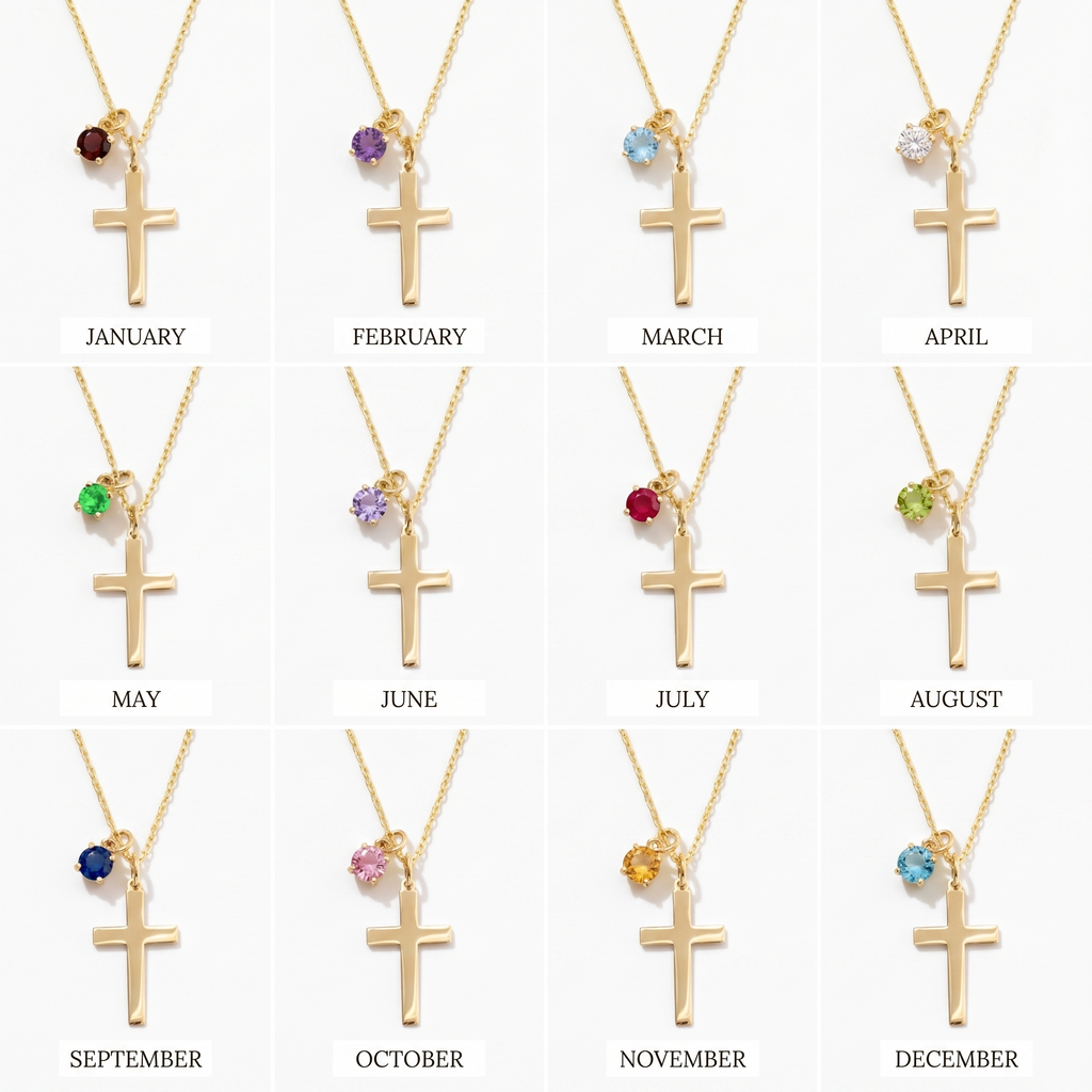 Cross Birthstone Necklace