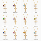 Cross Birthstone Necklace