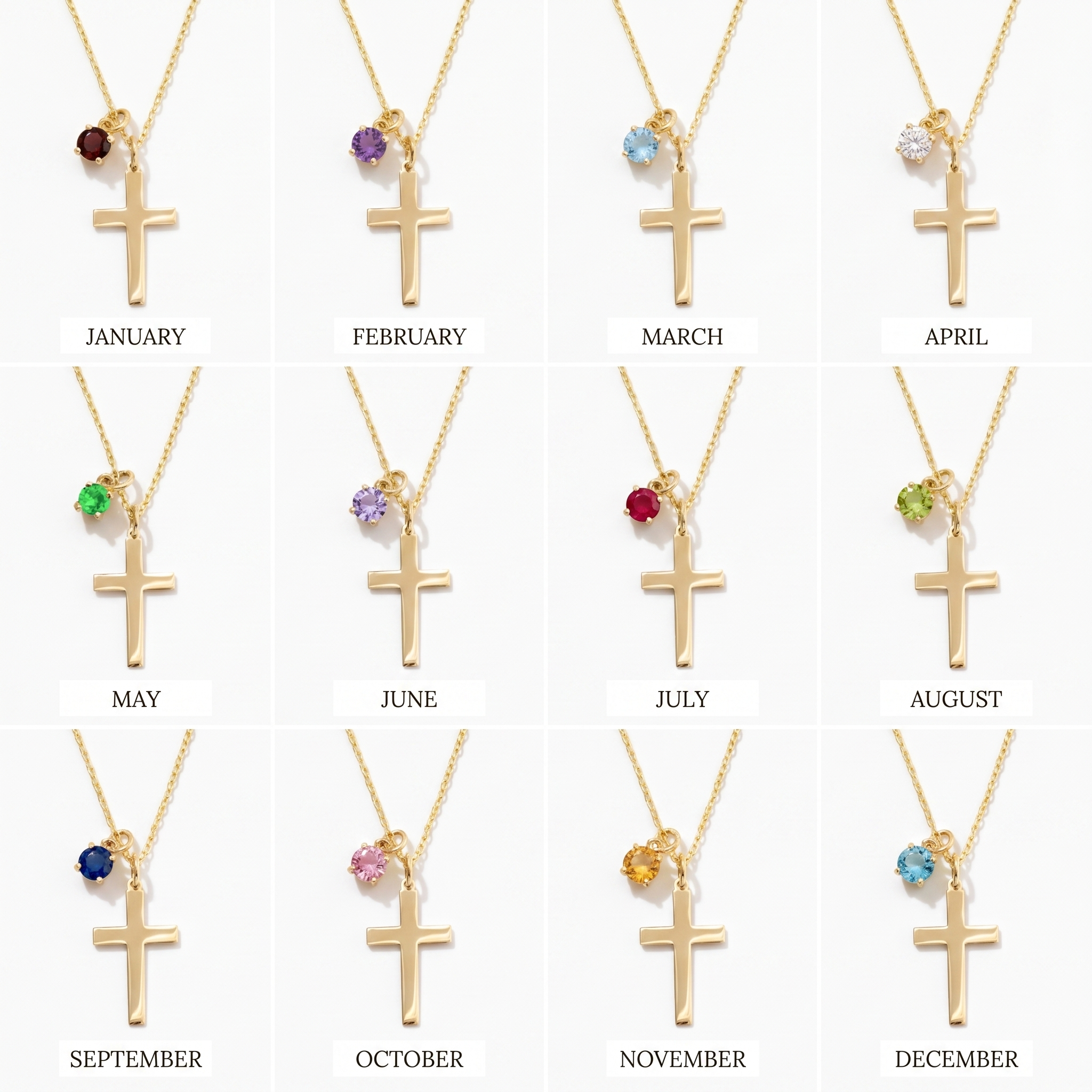 Cross Birthstone Necklace
