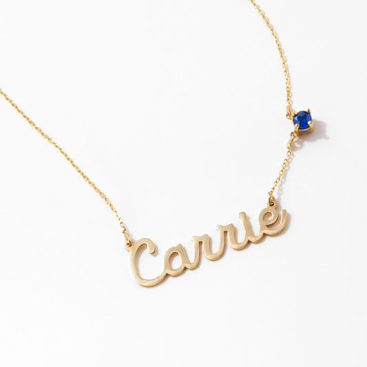 Carrie Name Necklace with Birthstone