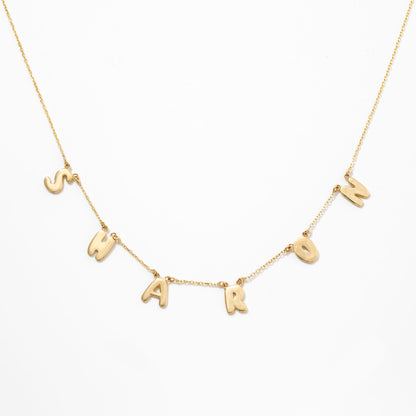 Bubble Letter Name Necklace in 14k Solid Gold