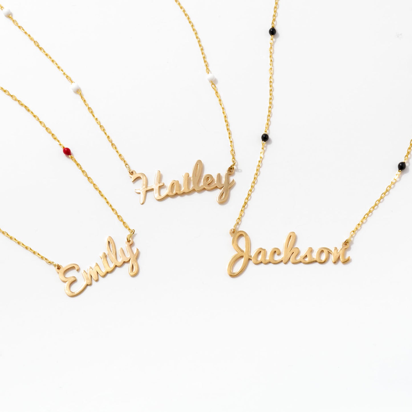 Carrie Name Necklace with Enamel Chain in 14k Solid Gold