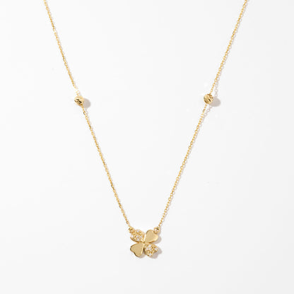 Diamond Four-Leaf Clover Necklace in 14K Solid Gold