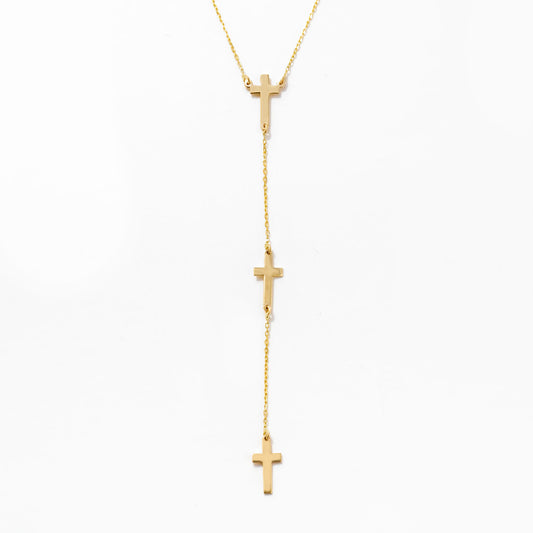 Cross Y-Necklace in 14k Solid Gold