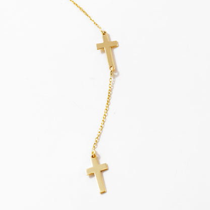 Cross Y-Necklace in 14k Solid Gold