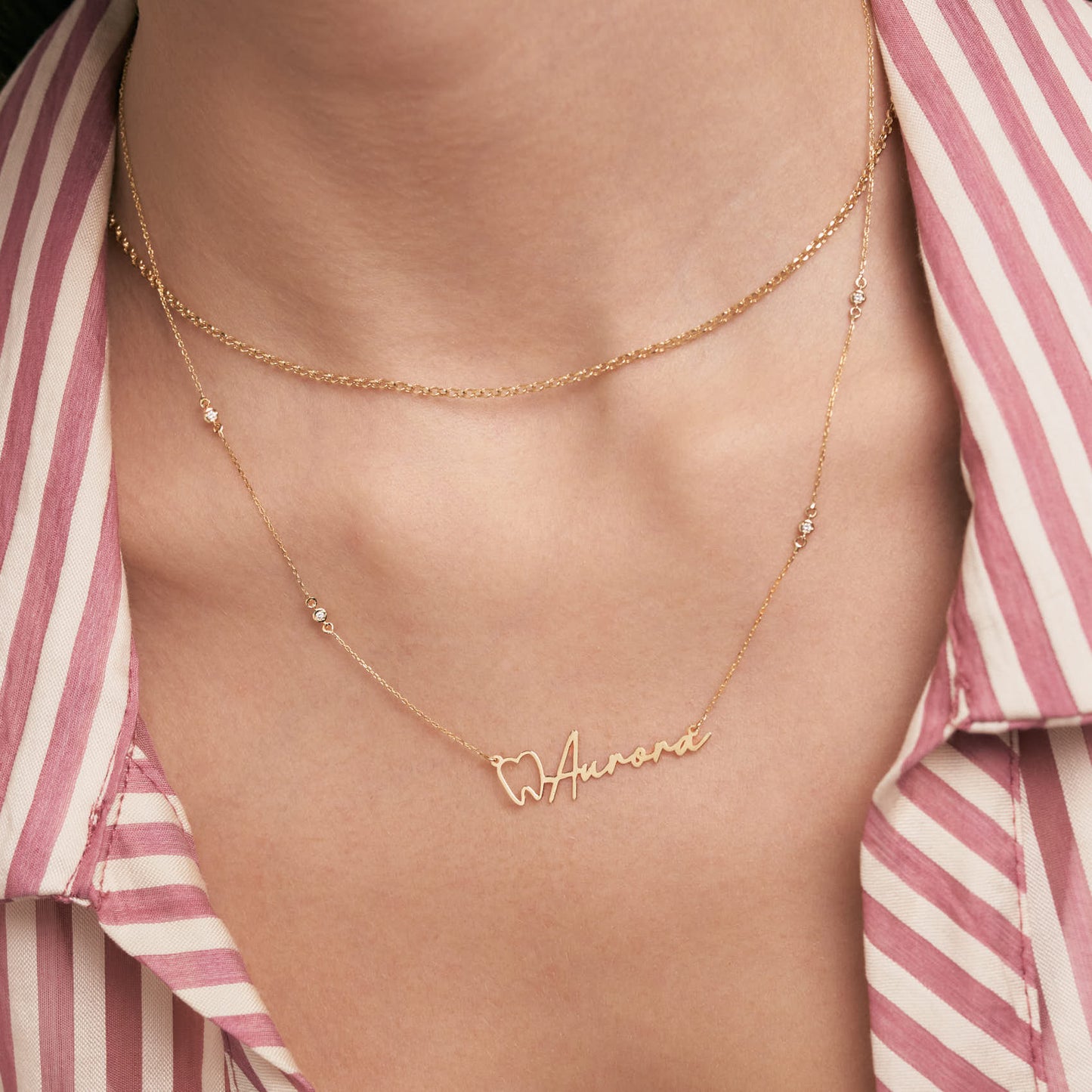 Diamond Name Necklace for Dentist