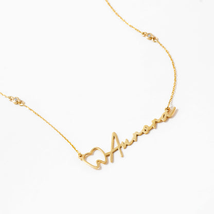 Diamond Name Necklace for Dentist in 14k Solid Gold