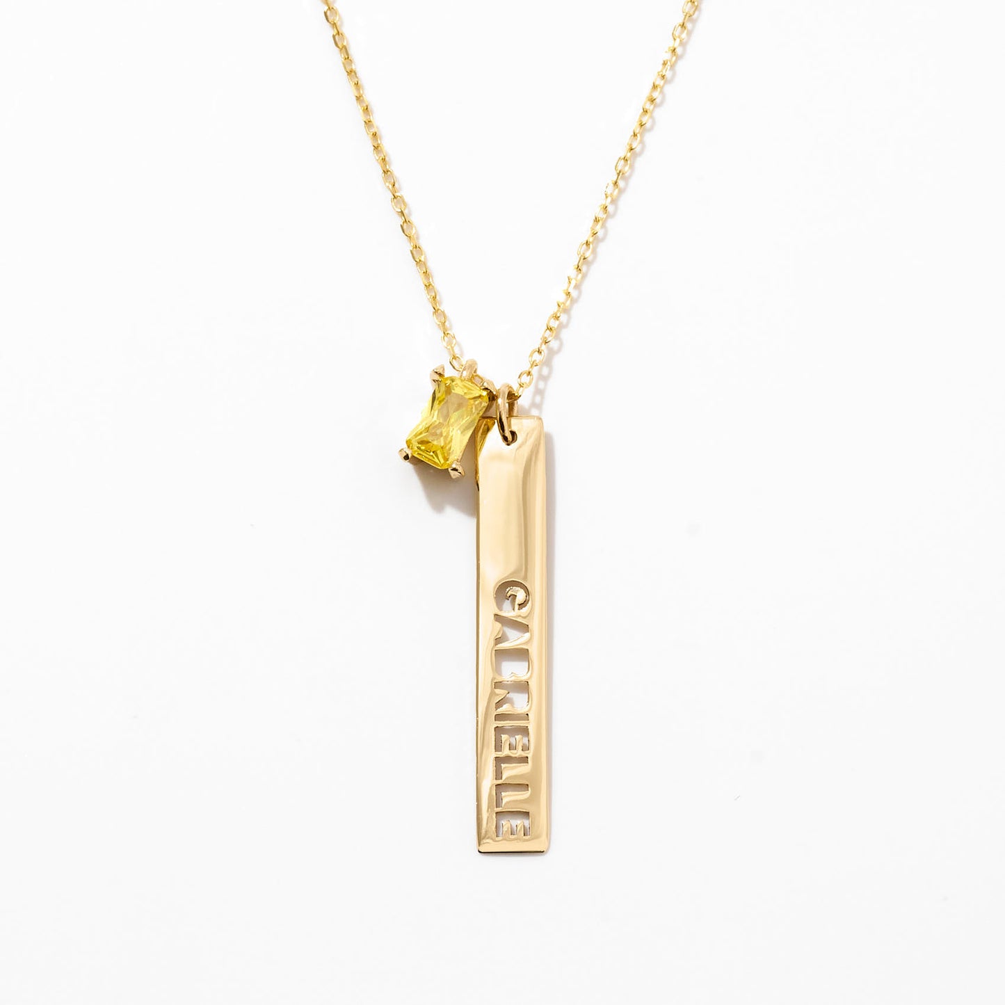 Bar Necklace with Birthstone in 14k Solid Gold