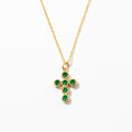 Simulated Emerald Cross Necklace