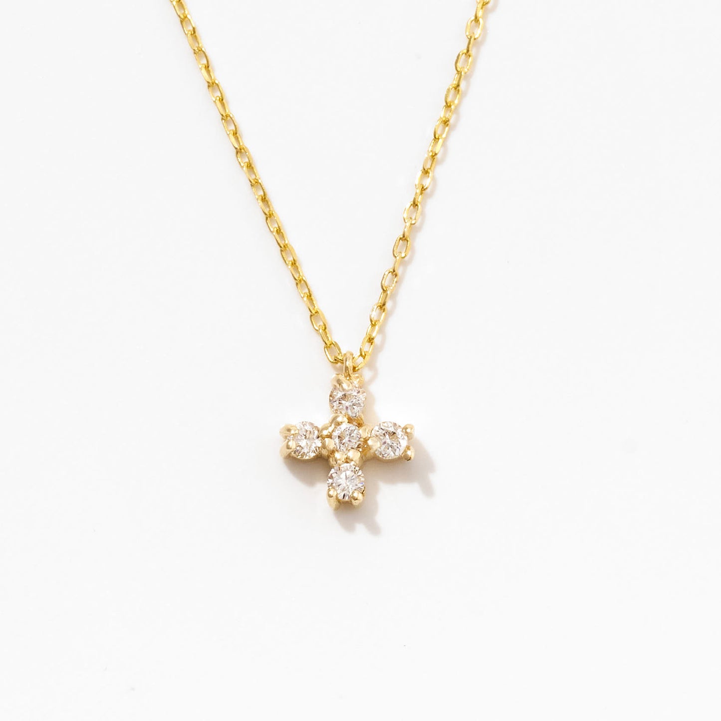 Tiny Diamond Cross Necklace in 14k Solid Gold