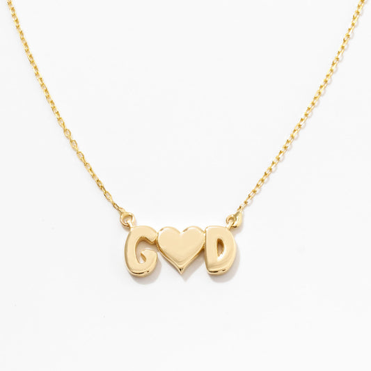 Couple's Letters Heart Necklace in 14k Solid Gold