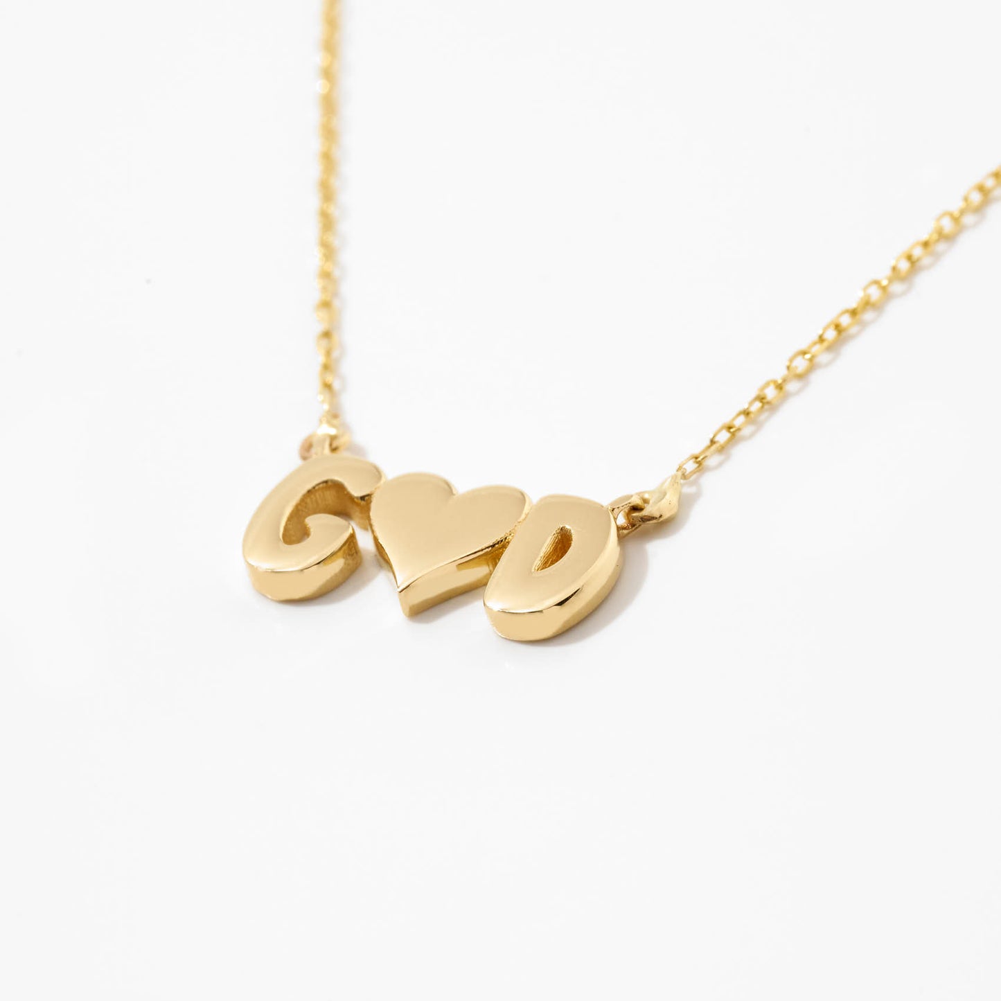 Couple's Letters Heart Necklace in 14k Solid Gold