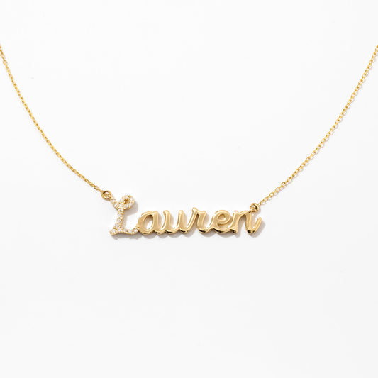 Personalized Diamond Name Necklace in 14k Solid Gold