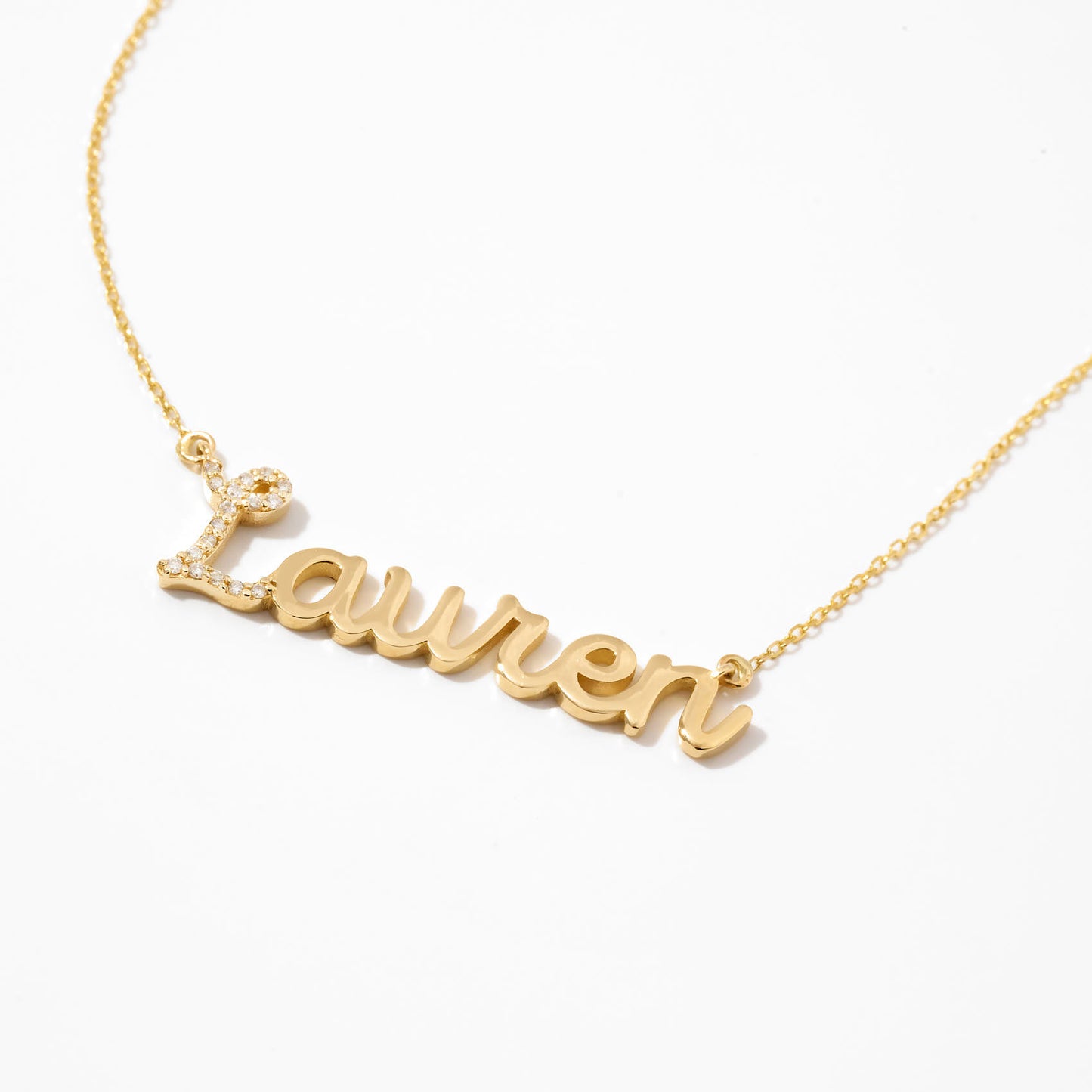 Personalized Diamond Name Necklace in 14k Solid Gold