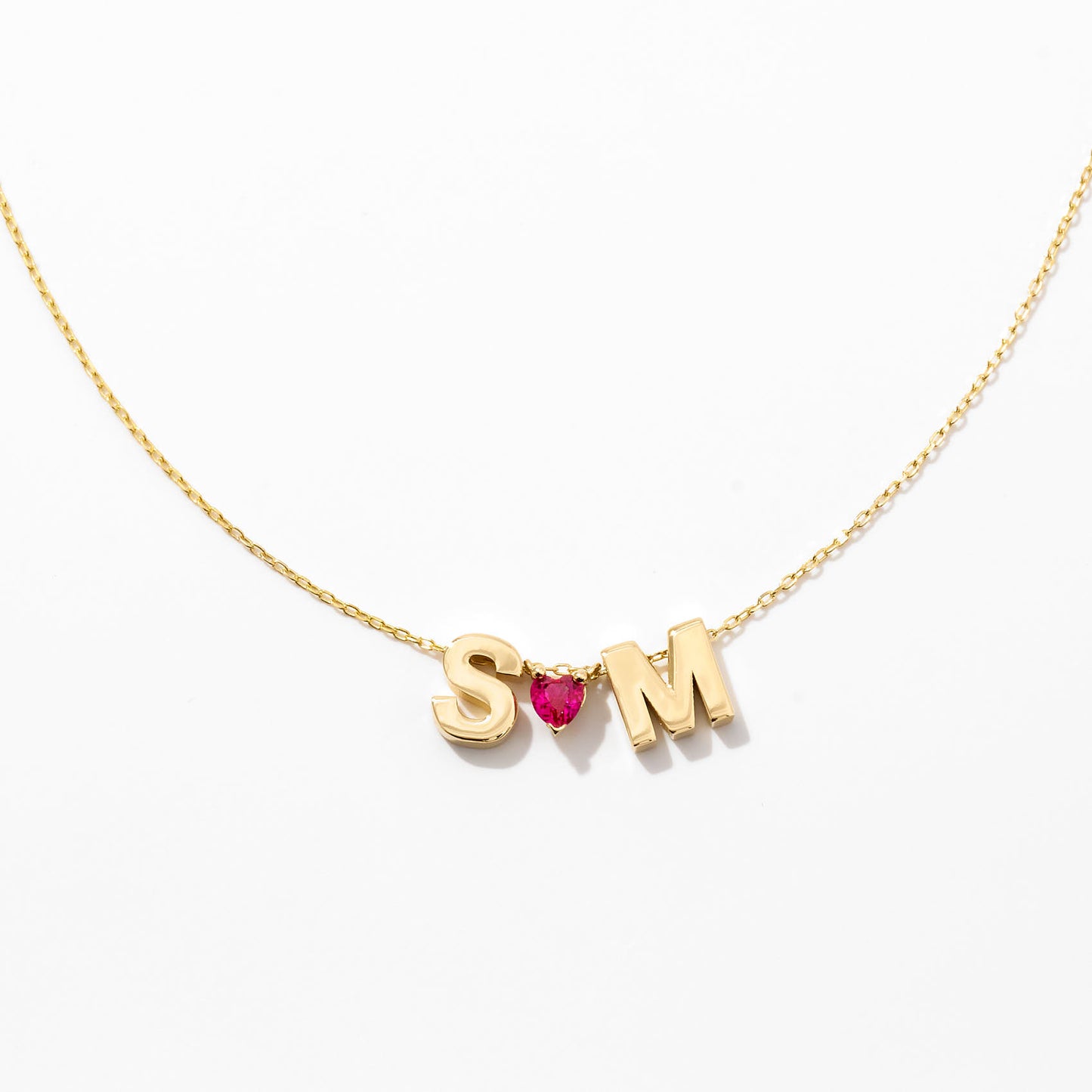 Couple's Initials Heart Necklace in 14k Solid Gold