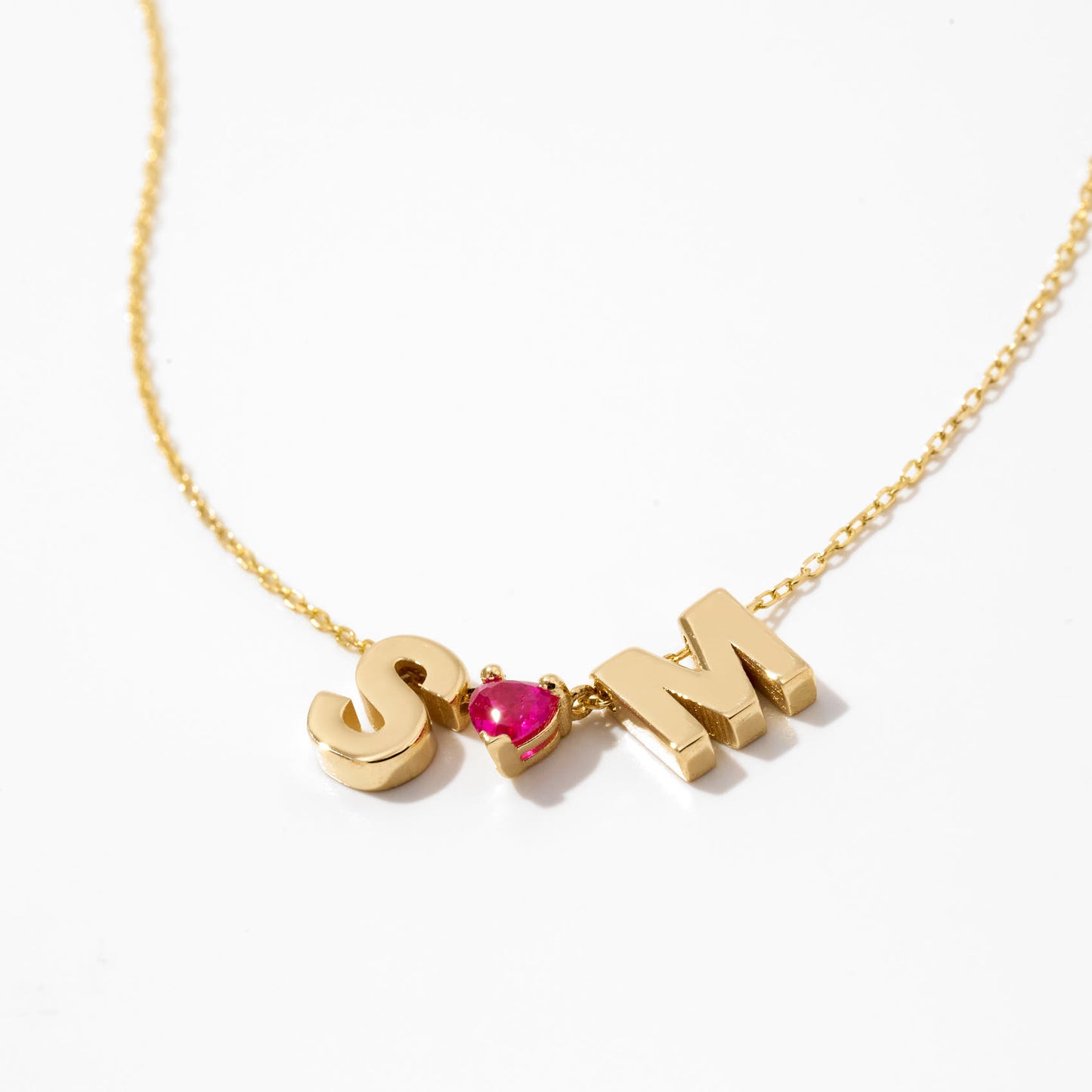 Couple's Initials Heart Necklace in 14k Solid Gold