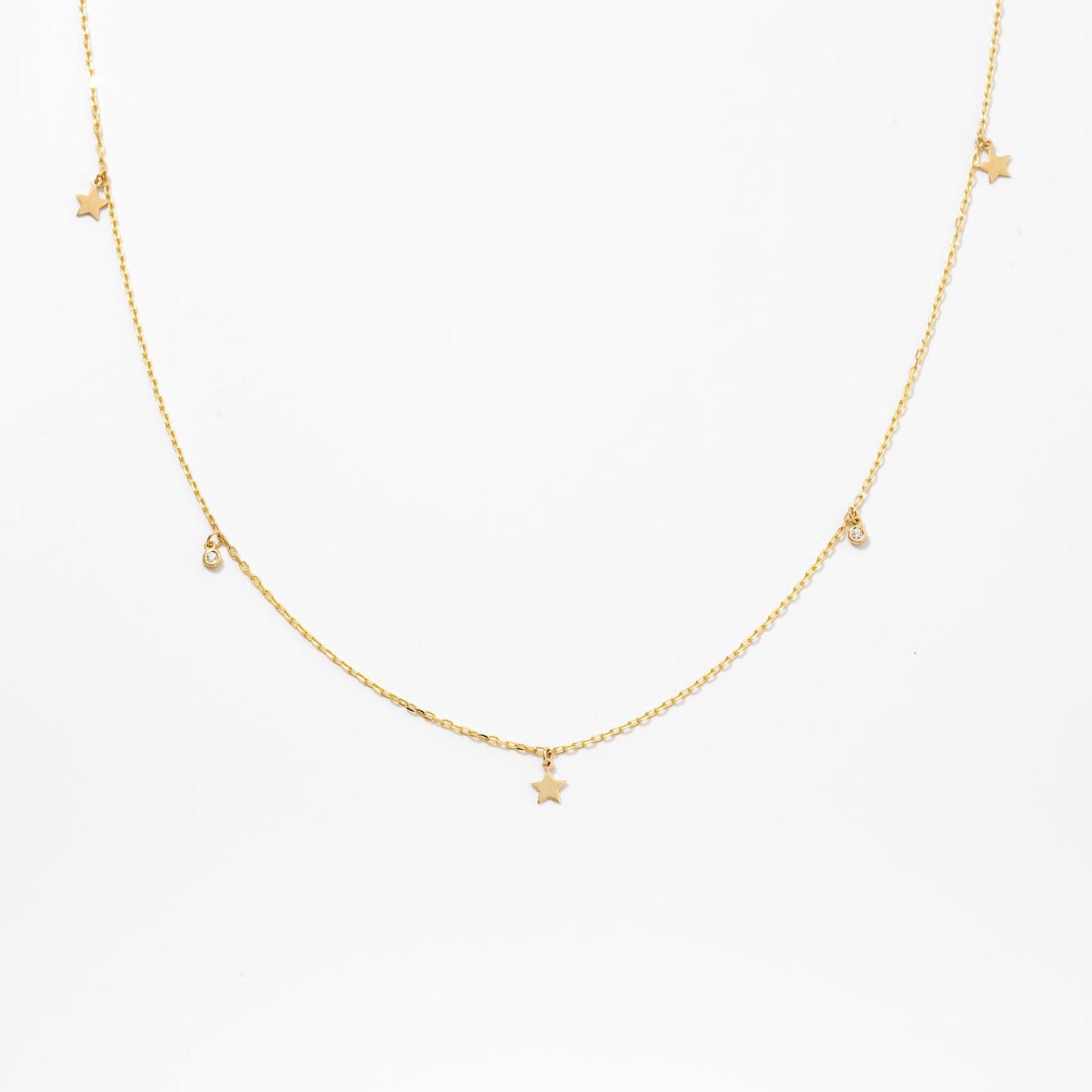 Diamond Star By the Yard Necklace in 14k Solid Gold