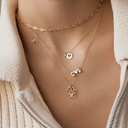 Tiny Diamond Heart Cut-Out Necklace in 14k Solid Gold