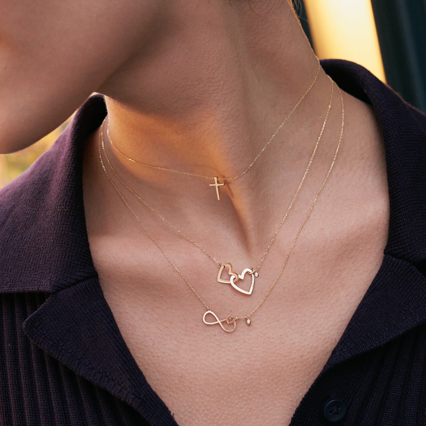 Tiny Infinity-Heart Necklace with Diamond in 14k Solid Gold