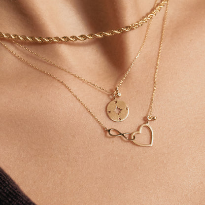 Small Heart-Infinity Necklace with Diamond in 14k Solid Gold