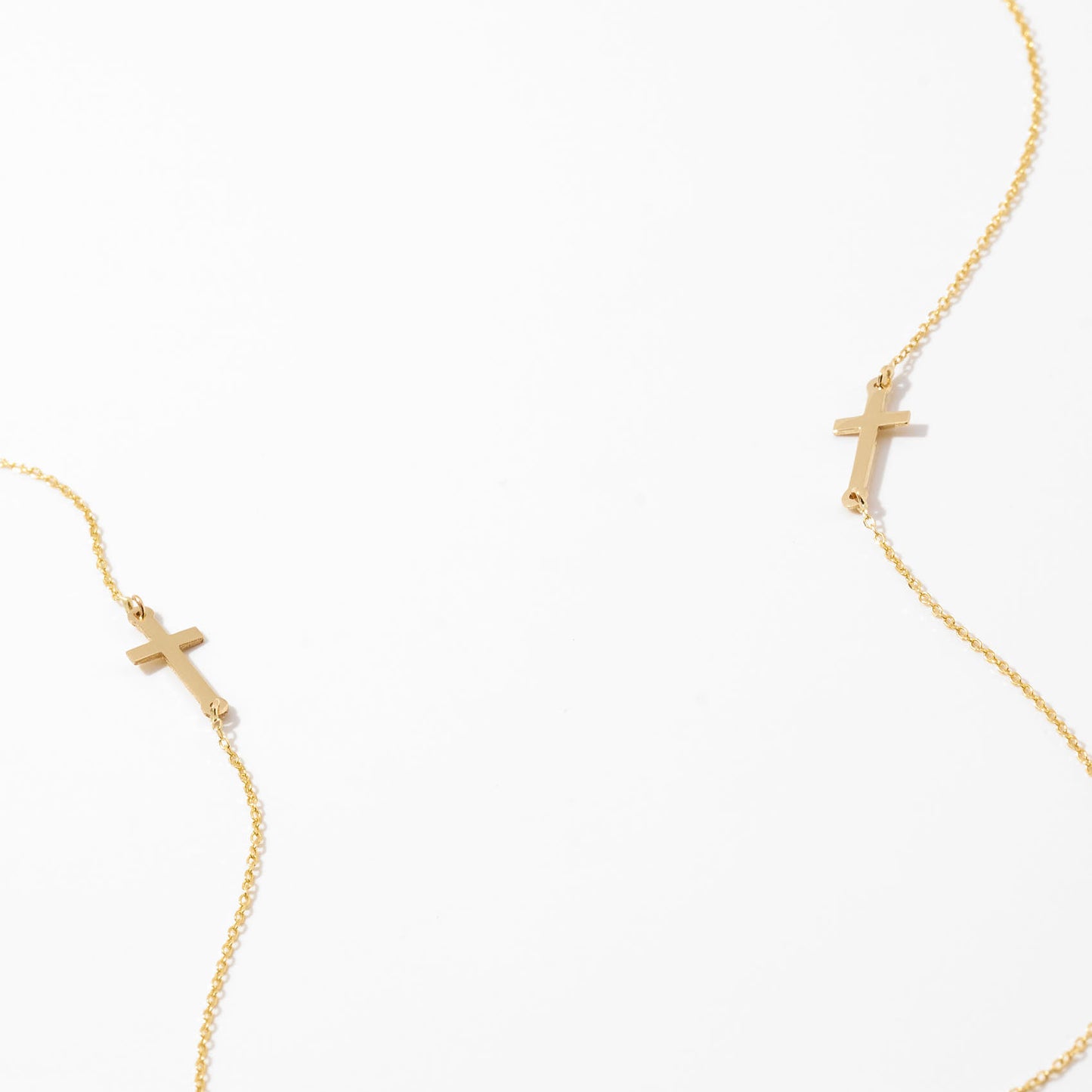 Sideways Cross Necklace in 14k Solid Gold