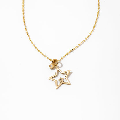 Tiny Star Diamond Necklace in 14k Solid Gold