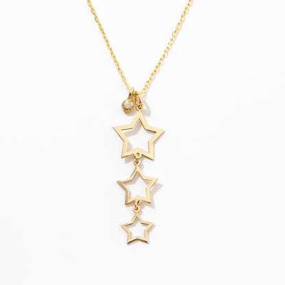 Three Star Necklace with Small Diamond