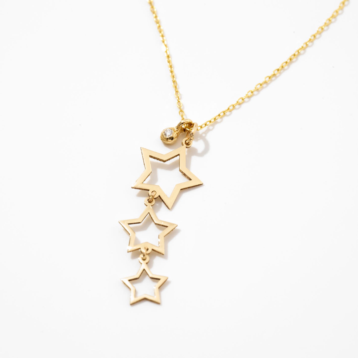 Three Star Necklace with Small Diamond