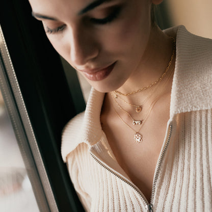 Tiny Paw Print Necklace with Diamond in 14k Solid Gold