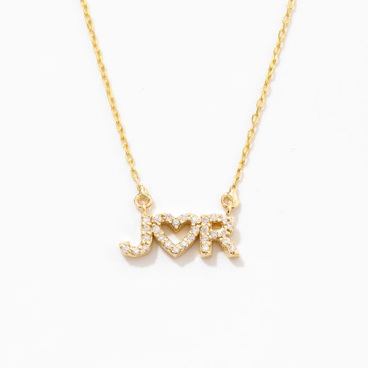 Diamond Couple's Initial Heart Necklace