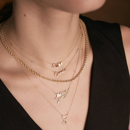 Diamond Carrie Name Necklace in 14k Solid Gold