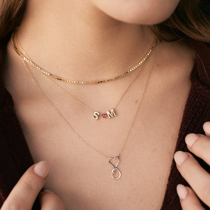 Tiny Heart with Diamond Necklace in 14k Solid Gold