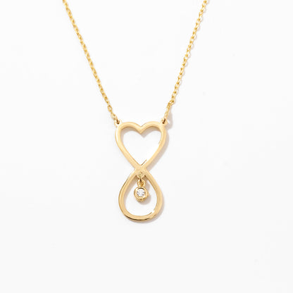 Tiny Heart with Diamond Necklace in 14k Solid Gold