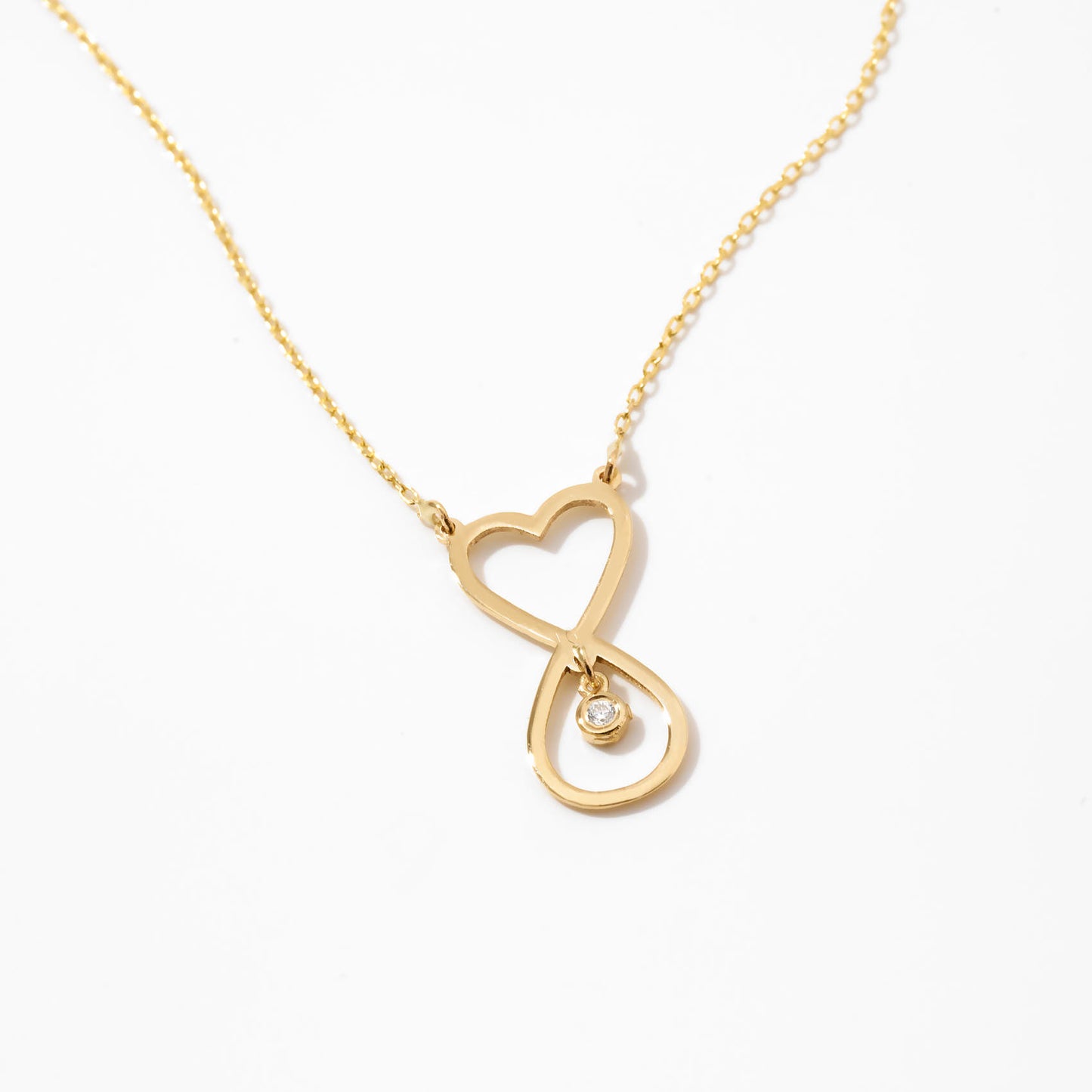 Tiny Heart with Diamond Necklace in 14k Solid Gold