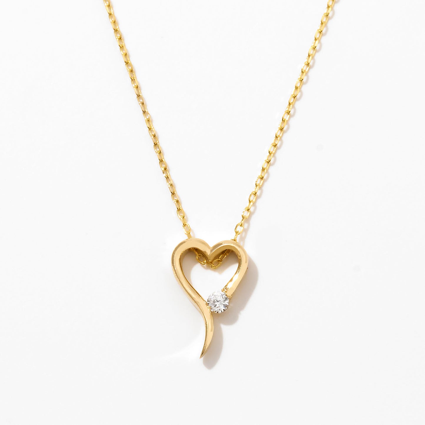 Tiny Heart Diamond Necklace in 14k Solid Gold