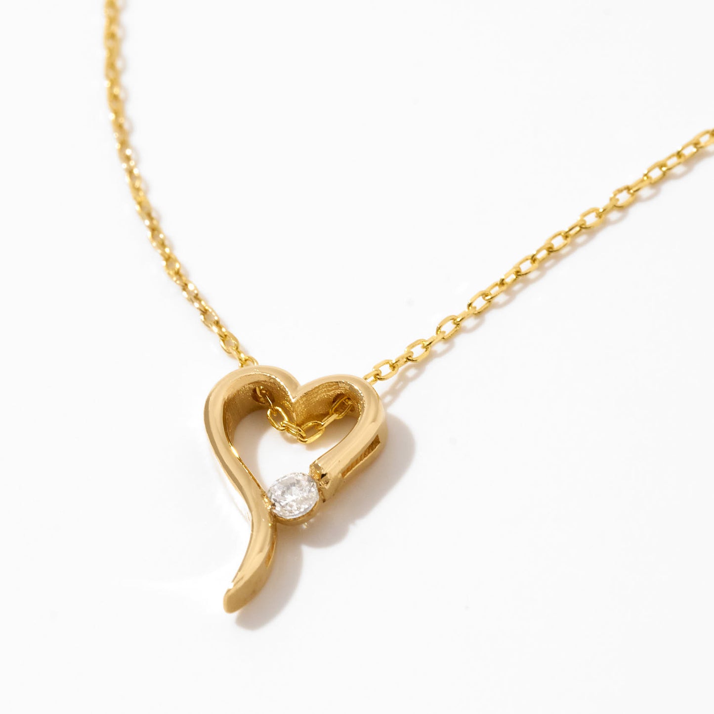 Tiny Heart Diamond Necklace in 14k Solid Gold