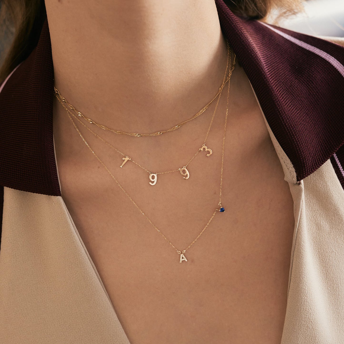 Personalized Date-Year-Number Necklace in 14k Solid Gold