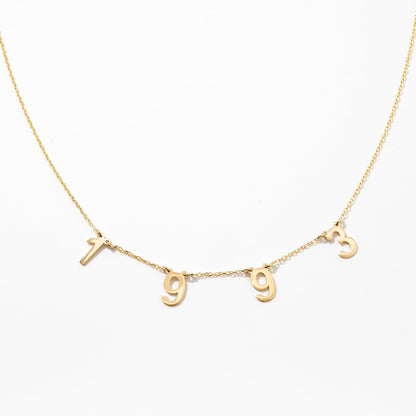 Personalized Date-Year-Number Necklace in 14k Solid Gold