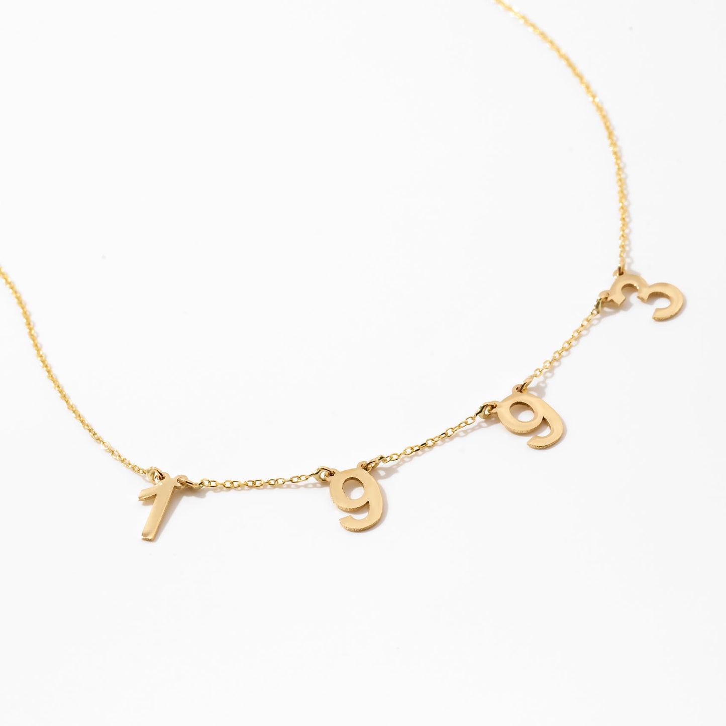 Personalized Date-Year-Number Necklace in 14k Solid Gold