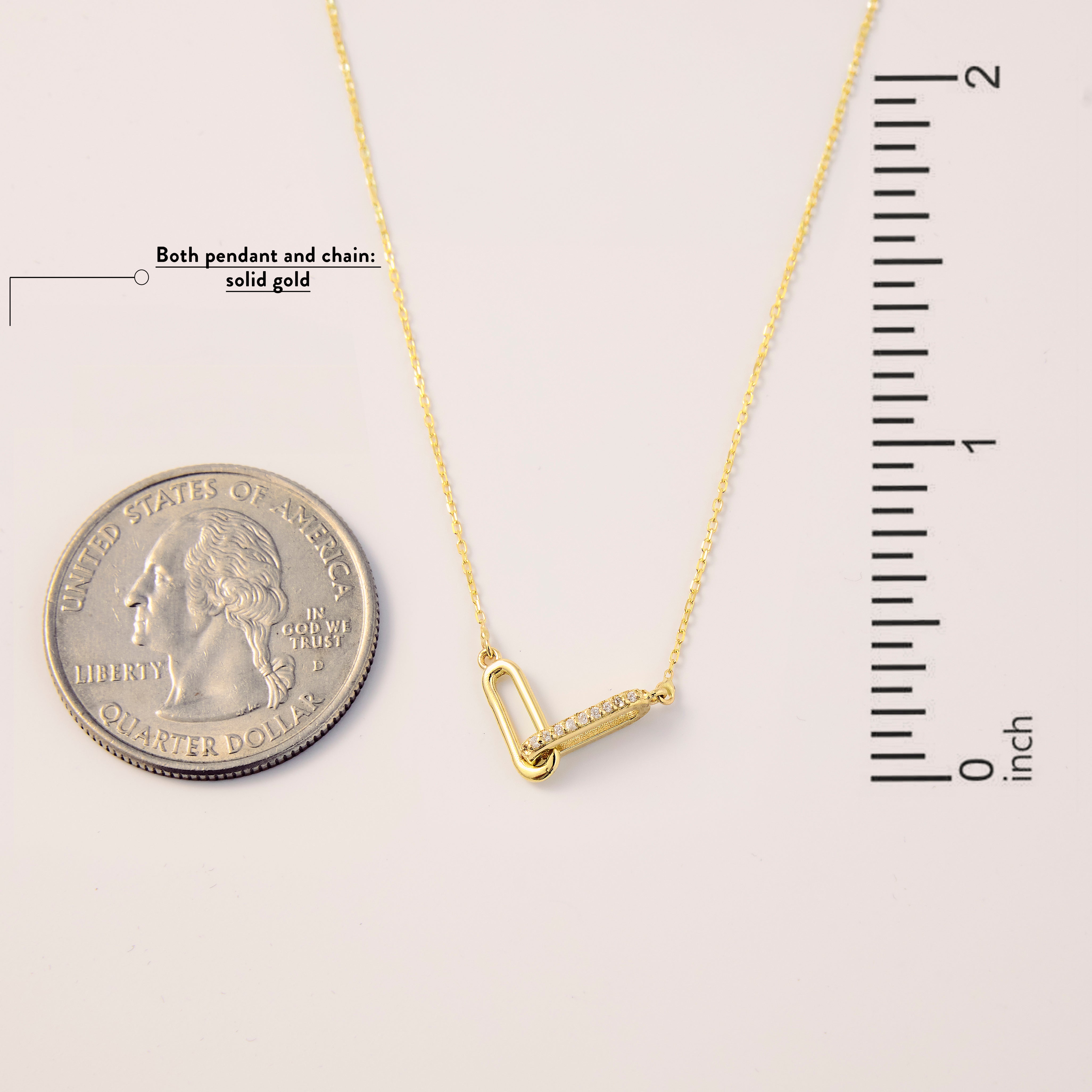 Gelin Diamond Paperclip Necklace in 10K Solid Gold | Diamond