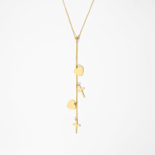 Crosses and Hearts Y-Necklace